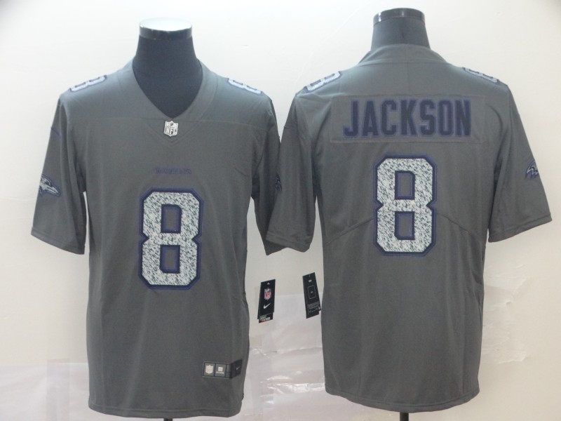 Men's Baltimore Ravens Lamar Jackson #8 Gray Jersey